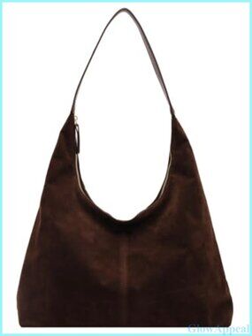 Faux Suede Crescent Shoulder Bag Slouchy Hobo Tote for Work Travel
